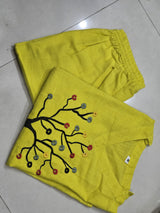 Beautiful Pure Cotton Slub Embroidered Kurta with Plazzo