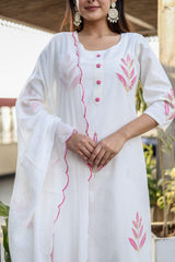 Beautiful Cotton Flex Patch Work Kurta Pant Dupatta Set