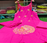 Pure Cotton Heavy Embroidered Sleeveless Suit Set with Dori Work