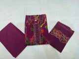 Elegant Heavy Cotton Embroidered Kurti Pant Dupatta Set
