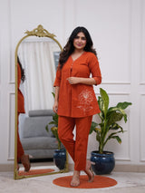 Premium Cotton Co-ord Set with Stylish Button Detailing &amp; Pocket