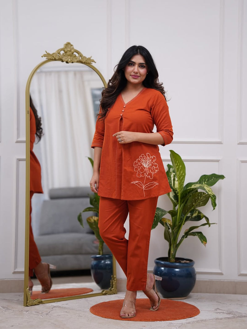 Premium Cotton Co-ord Set with Stylish Button Detailing &amp; Pocket