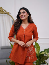 Premium Cotton Co-ord Set with Stylish Button Detailing &amp; Pocket