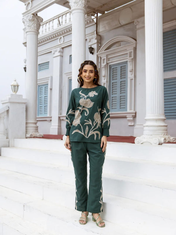 Elegant Pure Cotton Embroidered Co-ord Set with Matching Pant