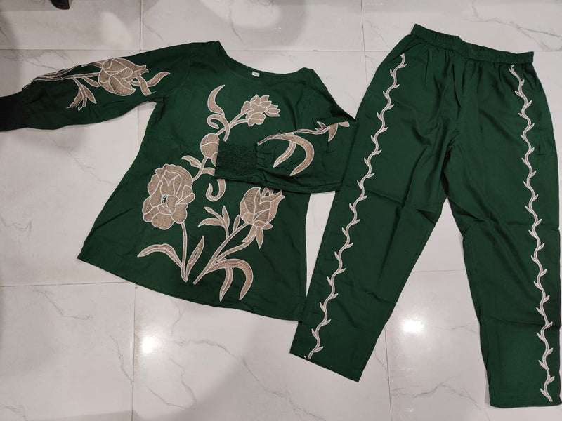 Elegant Pure Cotton Embroidered Co-ord Set with Matching Pant
