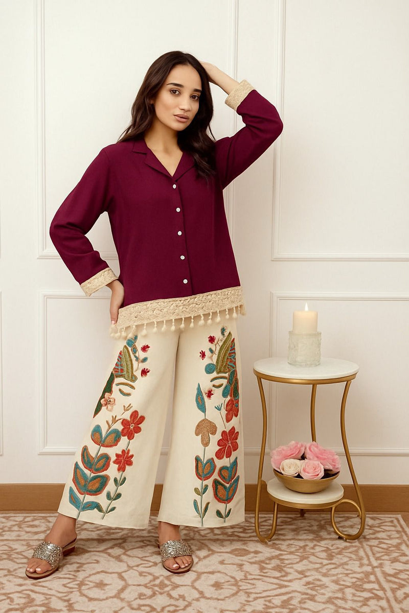 Summer Special Cotton Co-ord Set with Border Lace Work