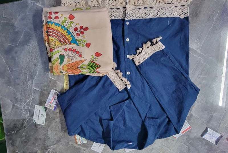 Summer Special Cotton Co-ord Set with Border Lace Work