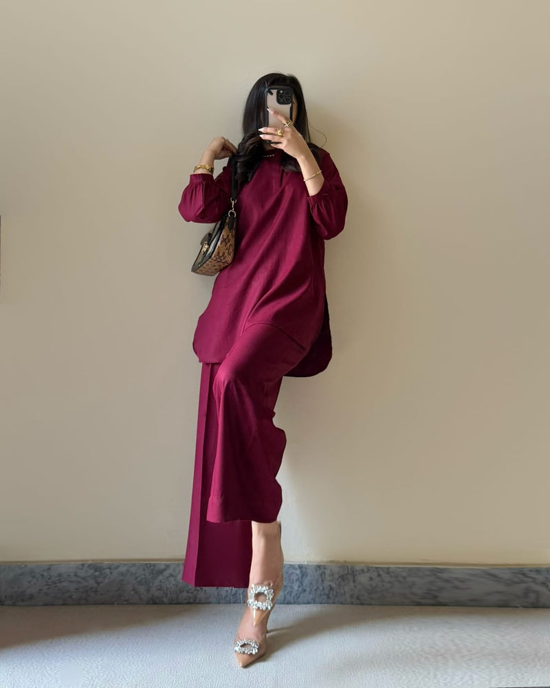 Premium Cotton Pleated Buttoned Co-ord Set with Palazzo