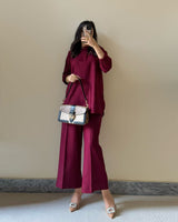 Premium Cotton Pleated Buttoned Co-ord Set with Palazzo