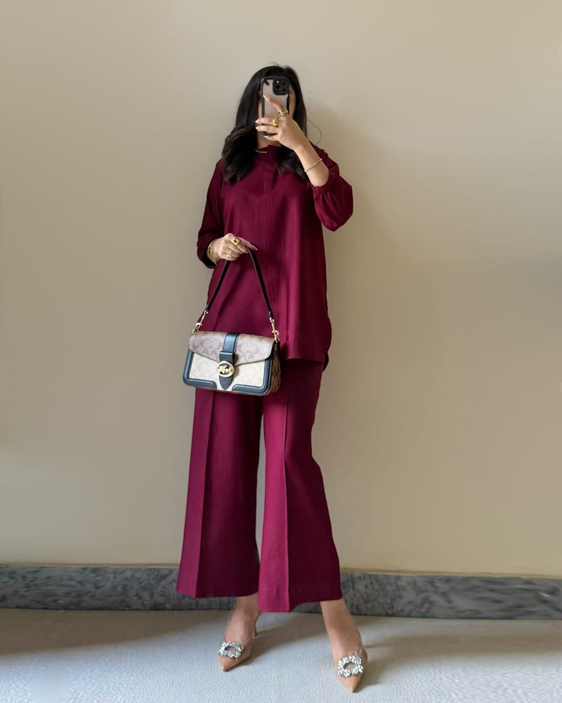 Premium Cotton Pleated Buttoned Co-ord Set with Palazzo