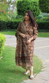 Premium Kalamkari Heavy Cotton Kurti Pant Dupatta Set