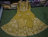 Elegant Cotton Anarkali Kurta Pant Dupatta Set with Hand & Adda Work