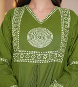 Elegant Cotton Anarkali Kurta Pant Dupatta Set with Hand & Adda Work