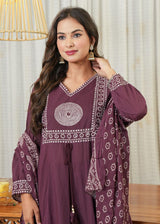 Elegant Cotton Anarkali Kurta Pant Dupatta Set with Hand & Adda Work