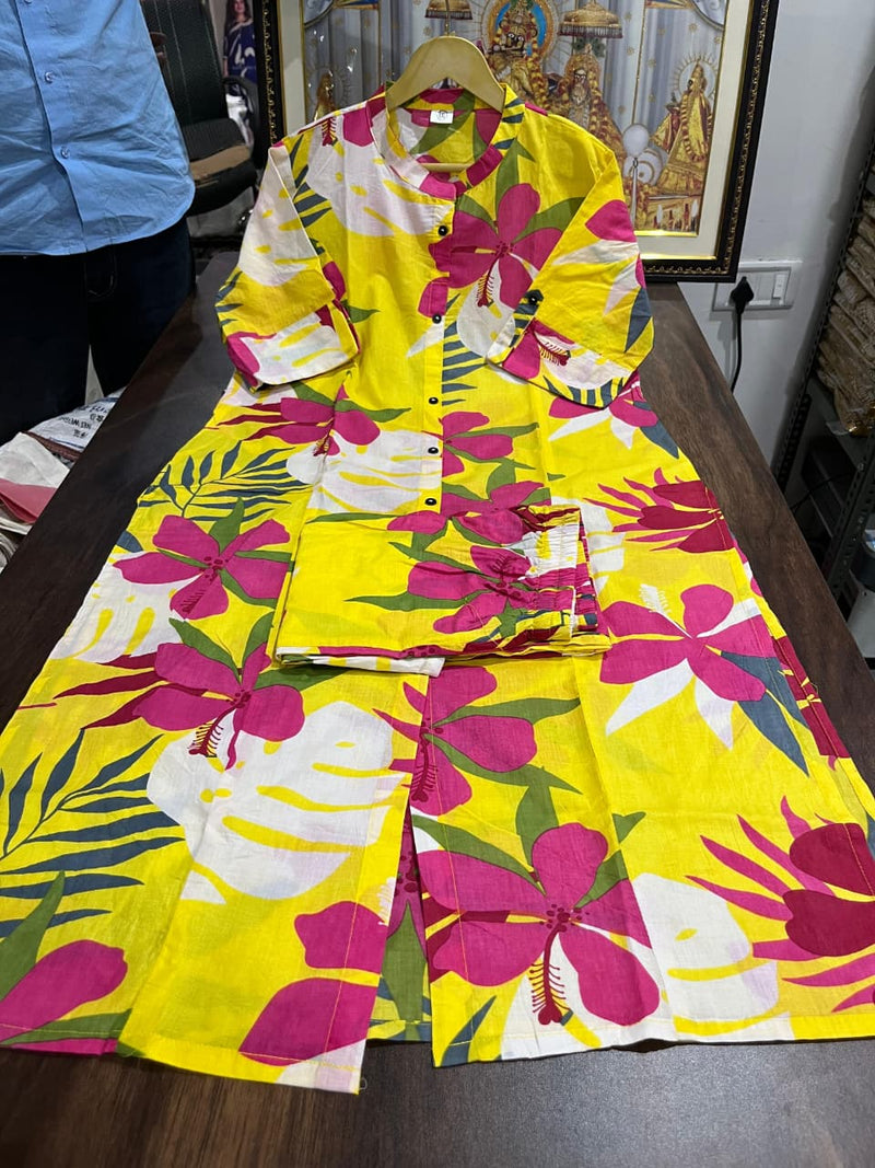 Premium Floral Fine Cotton Kurti Palazzo Set