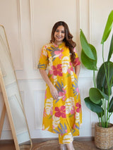 Premium Floral Fine Cotton Kurti Palazzo Set