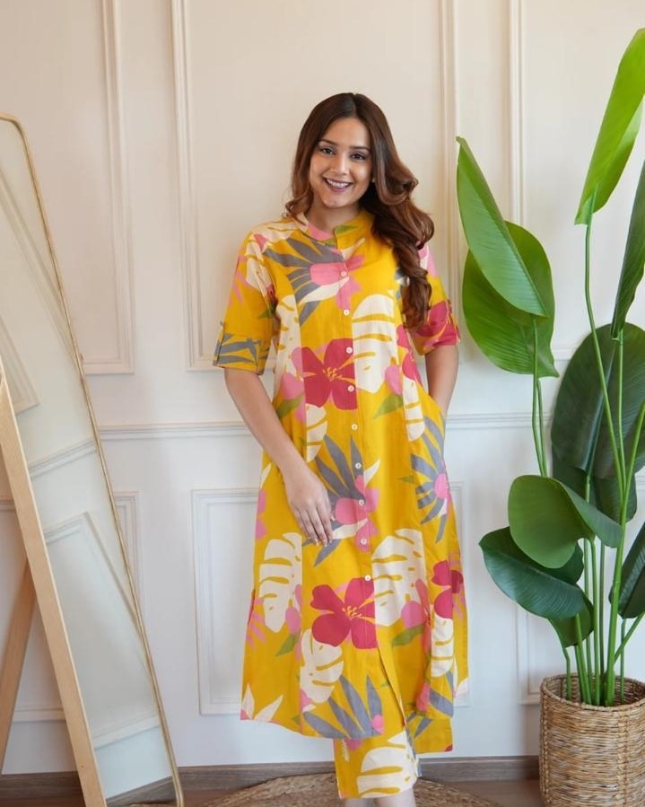 Premium Floral Fine Cotton Kurti Palazzo Set