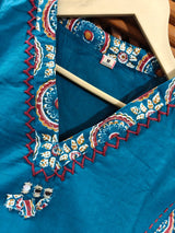 New Arrival Heavy Handwork Cotton Anarkali Kurti Pant with Malmal Dupatta