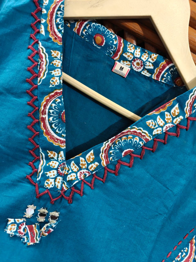 New Arrival Heavy Handwork Cotton Anarkali Kurti Pant with Malmal Dupatta