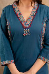 New Arrival Heavy Handwork Cotton Anarkali Kurti Pant with Malmal Dupatta