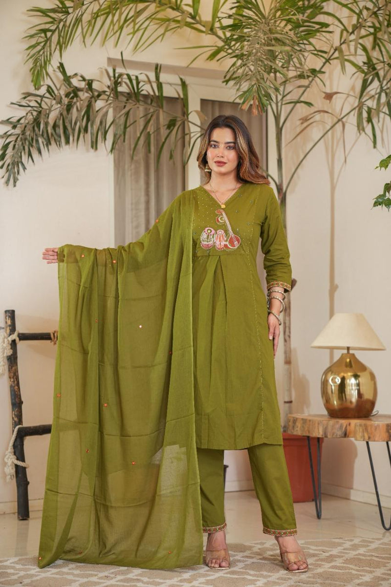 beautiful pastel-shade cotton suit set