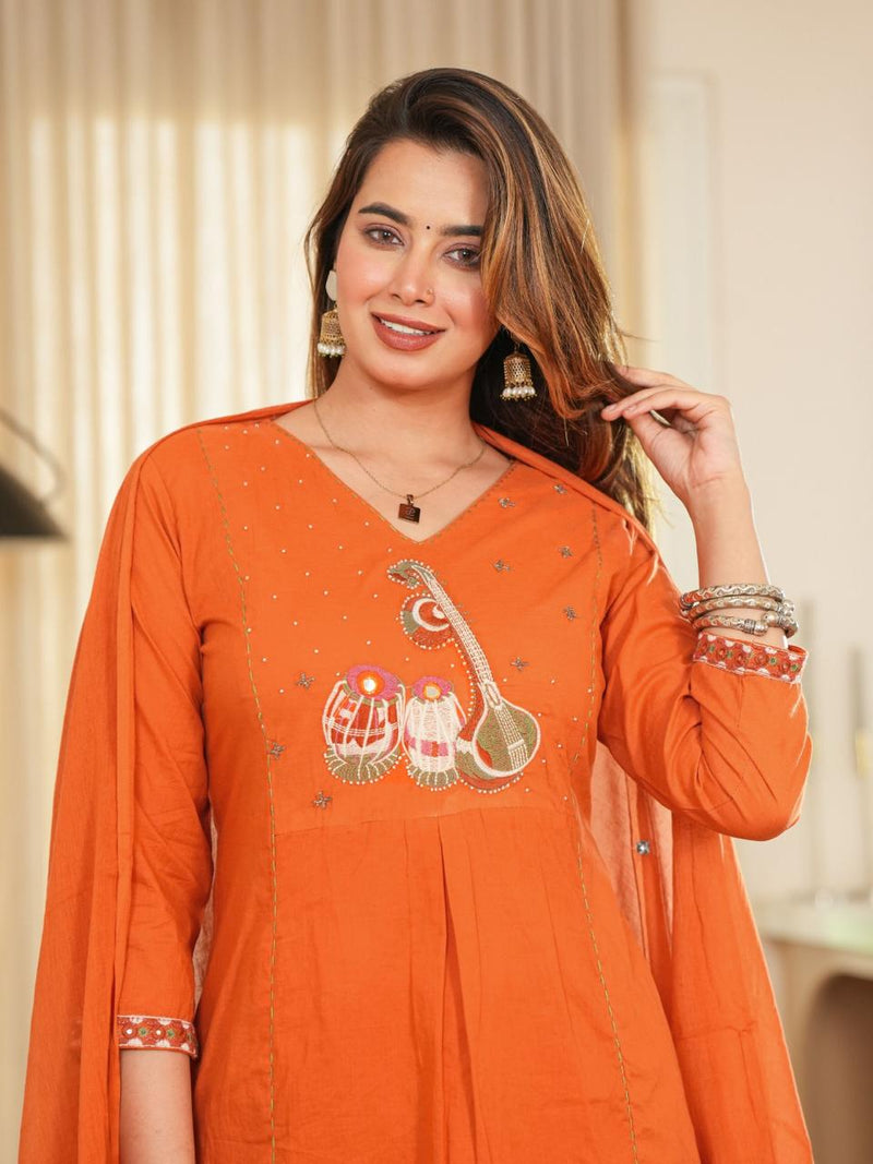 beautiful pastel-shade cotton suit set