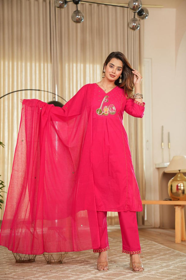 beautiful pastel-shade cotton suit set