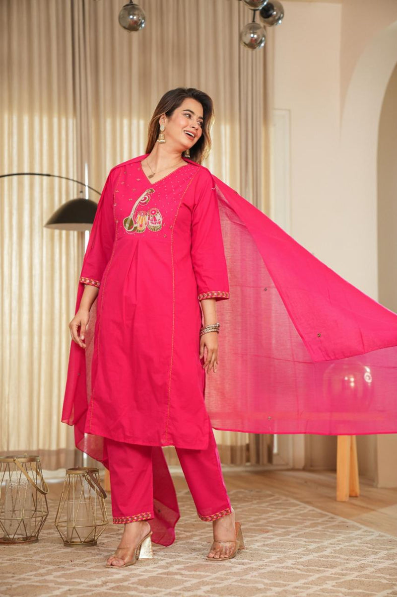 beautiful pastel-shade cotton suit set