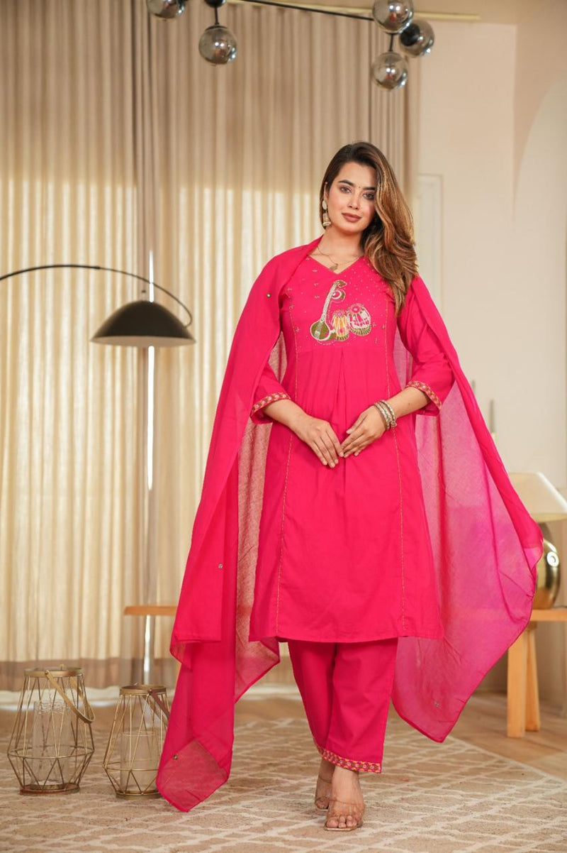 beautiful pastel-shade cotton suit set