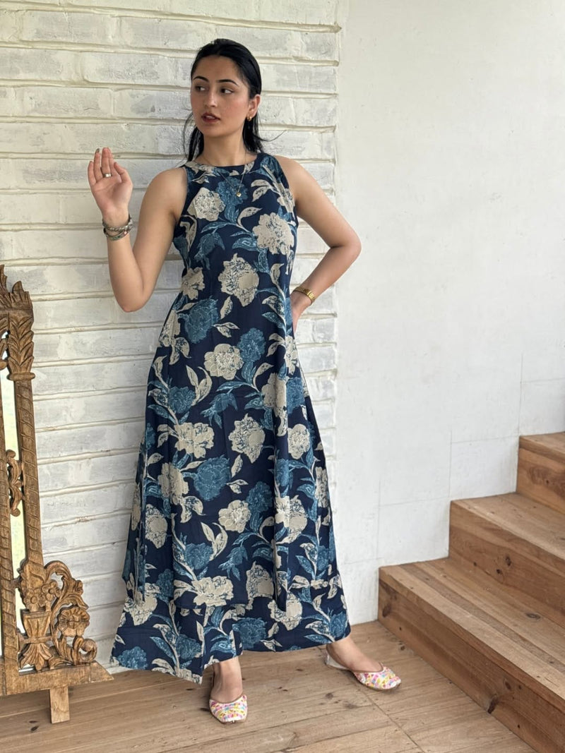 Premium Floral Fine Cotton Kurti Palazzo Set