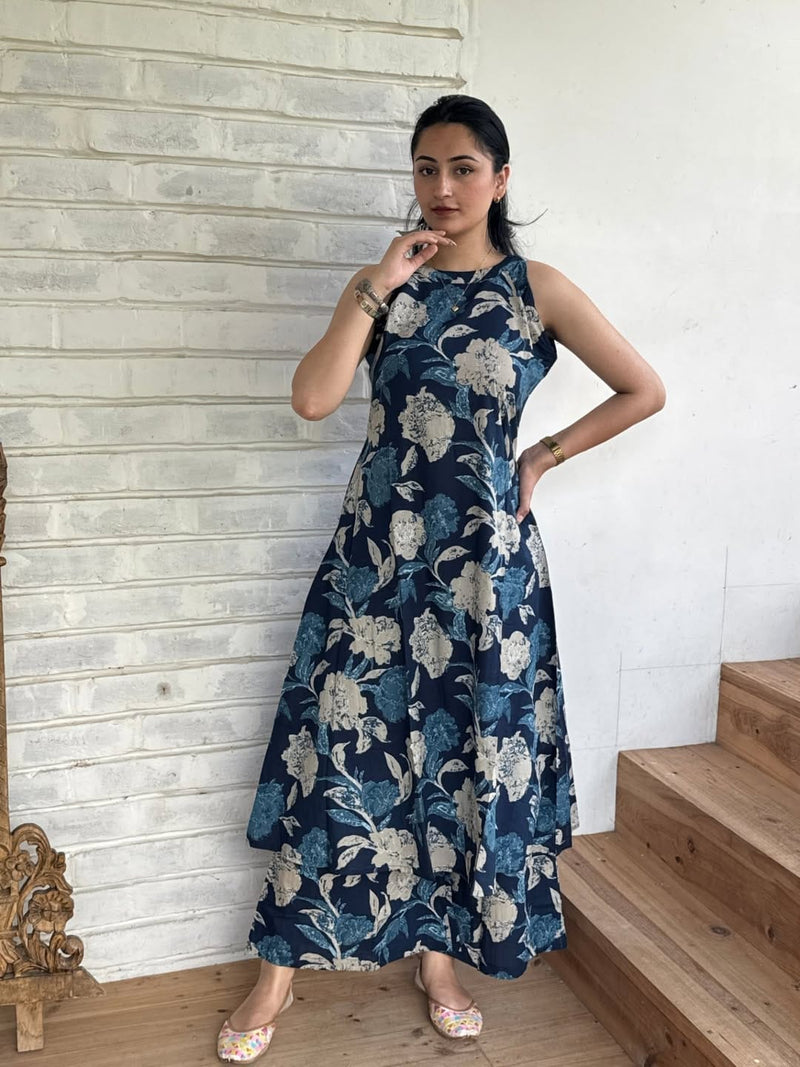 Premium Floral Fine Cotton Kurti Palazzo Set