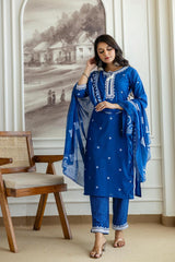 Premium 3 Piece Cotton Kurti Pant Dupatta Set