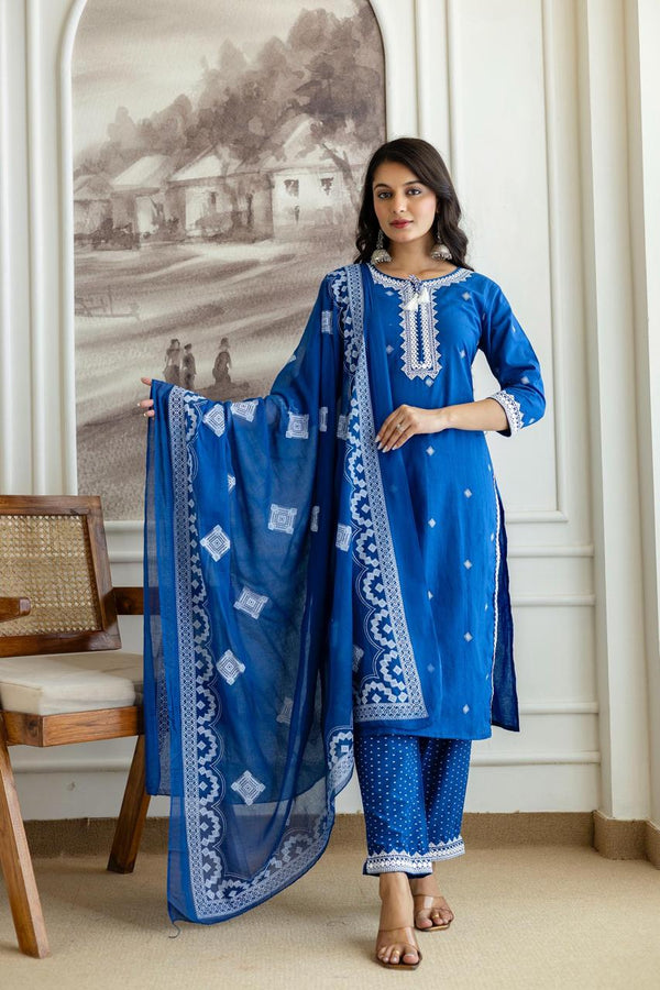 Premium 3 Piece Cotton Kurti Pant Dupatta Set