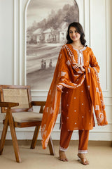 Premium 3 Piece Cotton Kurti Pant Dupatta Set