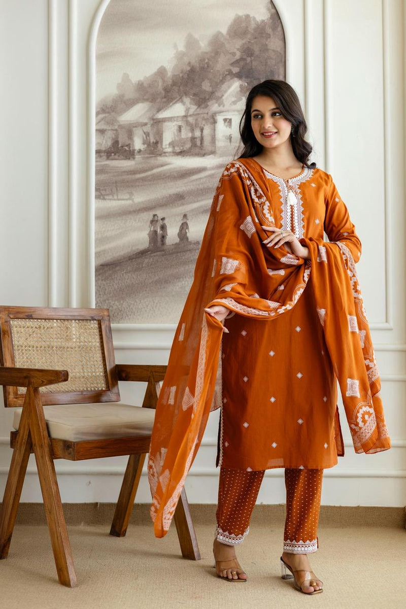 Premium 3 Piece Cotton Kurti Pant Dupatta Set