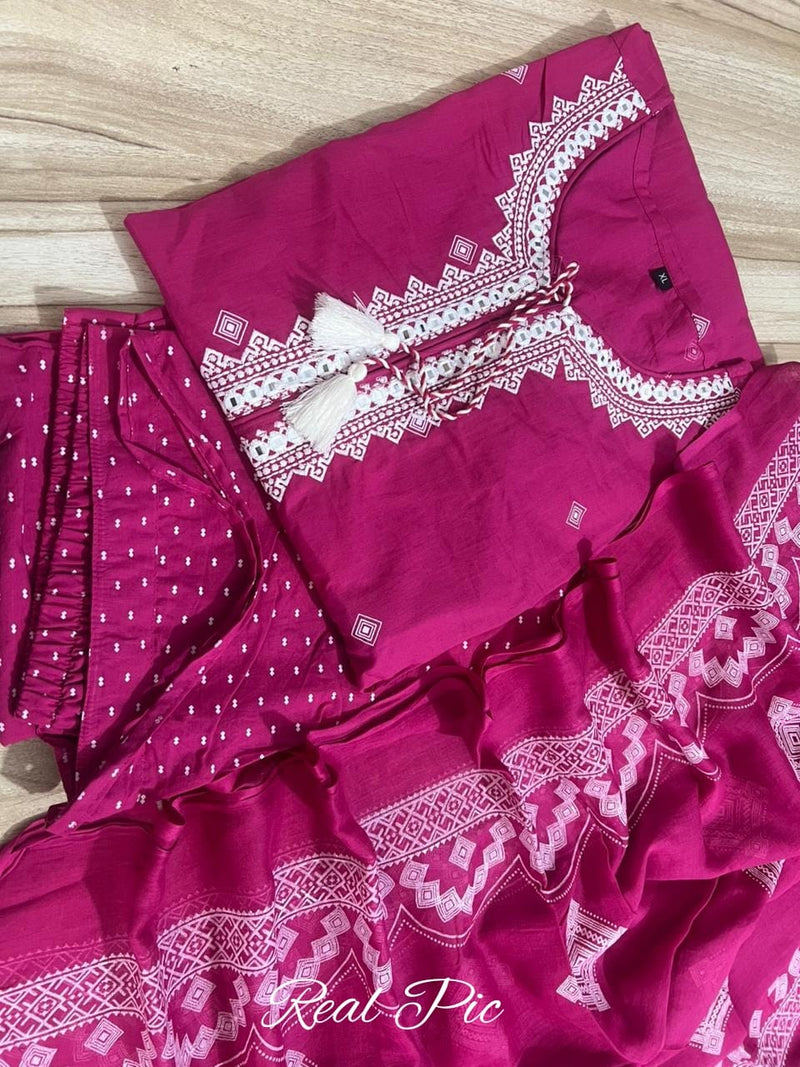Premium 3 Piece Cotton Kurti Pant Dupatta Set