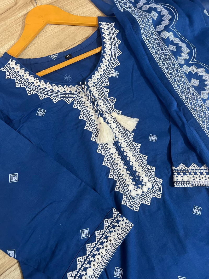 Premium 3 Piece Cotton Kurti Pant Dupatta Set
