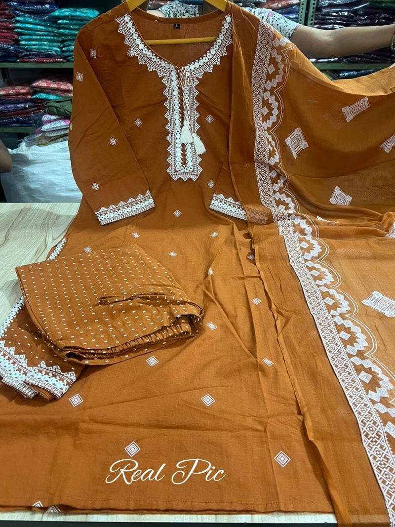 Premium 3 Piece Cotton Kurti Pant Dupatta Set