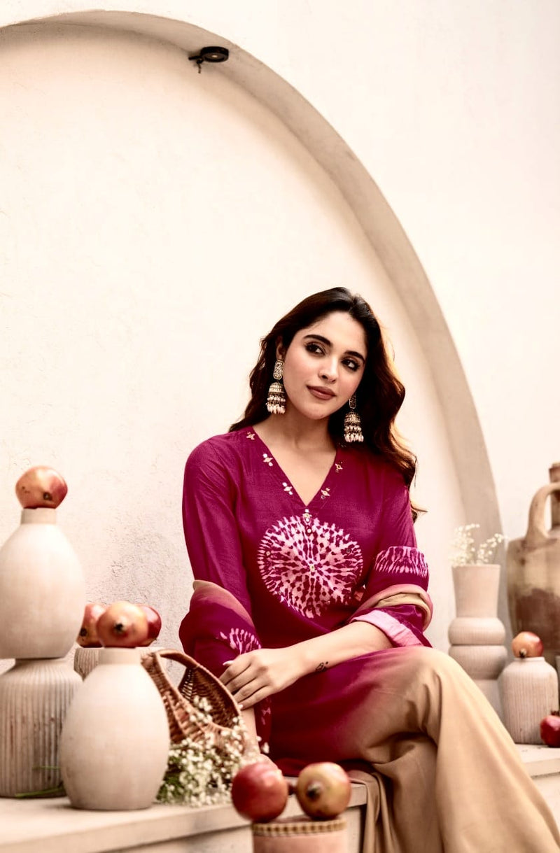 Premium 3 Piece Cotton Kurti Pant Dupatta Set