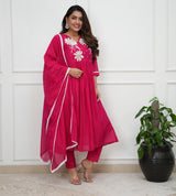 Elegant Flaired Cotton Kurta Set with Malmal Dupatta