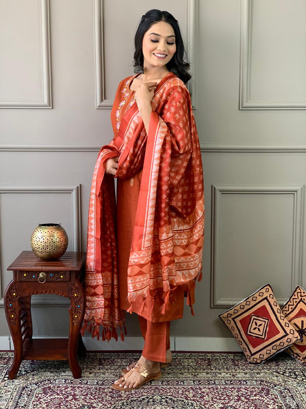 Elegant Khadi Cotton Suit Set