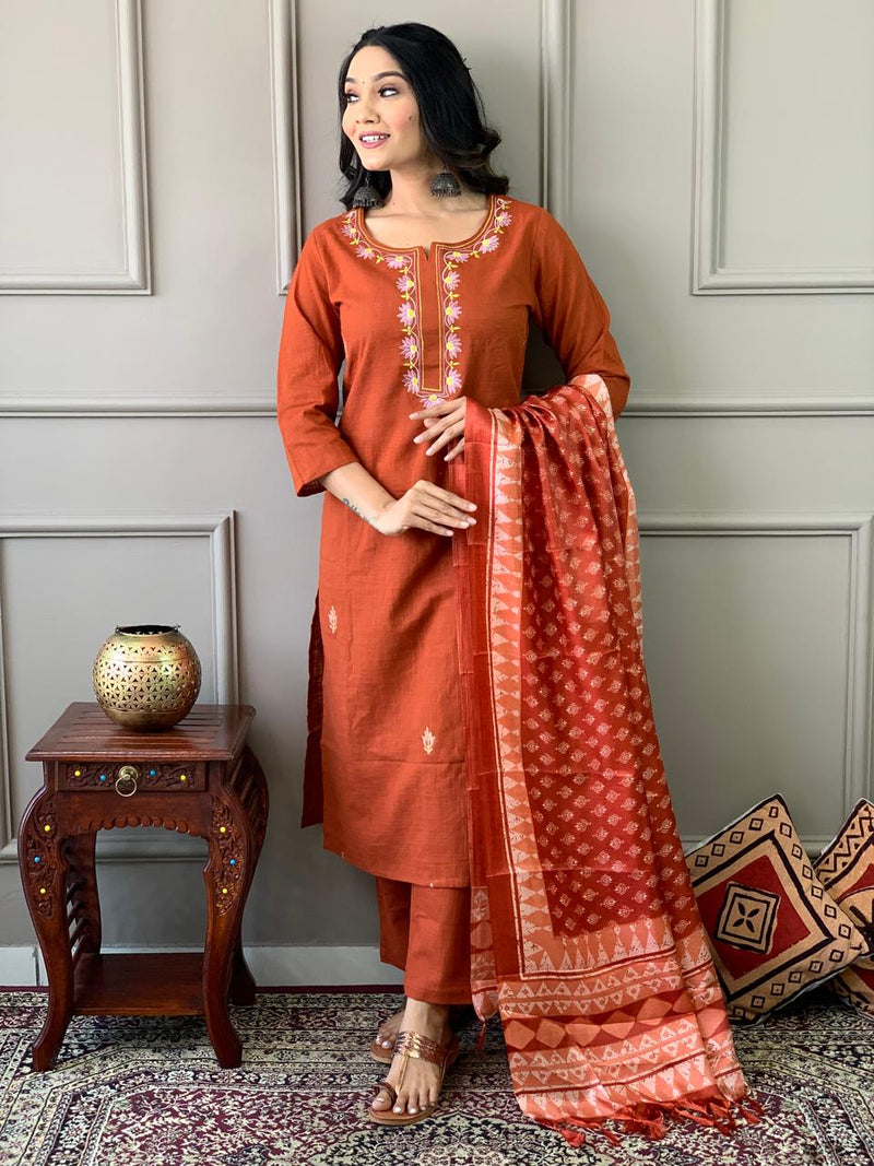Elegant Khadi Cotton Suit Set