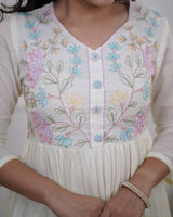 Elegant Cotton Anarkali Kurta Pant Dupatta Set