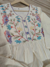 Elegant Cotton Anarkali Kurta Pant Dupatta Set
