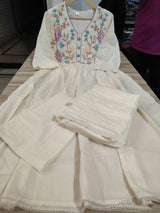 Elegant Cotton Anarkali Kurta Pant Dupatta Set