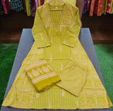 premium cotton kurti pant dupatta set