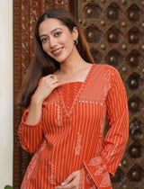 premium cotton kurti pant dupatta set