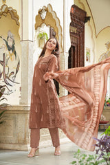 premium cotton kurti pant dupatta set