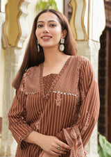 premium cotton kurti pant dupatta set