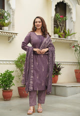premium cotton kurti pant dupatta set